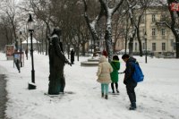 Zasnežené Hviezdoslavovo nám.