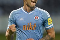 Na snímke Adam Zreľák (Slovan) sa teší z gólu