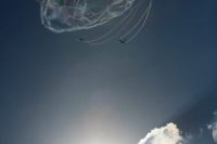 Na snímke formácie Očovskí Bačovia počas Medzinárodných leteckých dní SIAF 2015 na leteckej základni Sliač 29. augusta 2015.