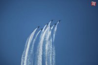 Na snímke poľská formácia PLZ-130 Orlík Aerobatic team počas Medzinárodných leteckých dní SIAF 2015 na leteckej základni Sliač 29. augusta 2015.