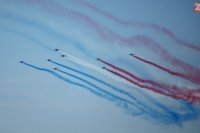 Na snímke francúzska akrobatická letka Patrouille de France počas druhého dňa Medzinárodných leteckých dní SIAF 2015 na leteckej základni Sliač 30. augusta 2015.
