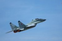 Na snímke stíhačka MIG-29 počas druhého dňa Medzinárodných leteckých dní SIAF 2015 na leteckej základni Sliač 30. augusta 2015.