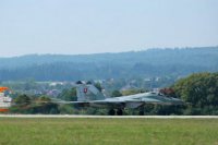 Na snímke stíhačka MIG-29 počas druhého dňa Medzinárodných leteckých dní SIAF 2015 na leteckej základni Sliač 30. augusta 2015.