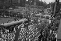 Spartakiáda v centre Žiliny, ktorá sa konala v júni 1955