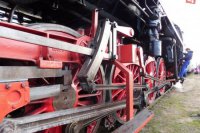 Detail historického parného rušňa Albatros 498.104.