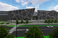 Návrh Mestského zimného štadióna - čelný pohľad
