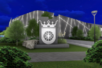 Návrh podoby trnavského zimného štadióna v nočnom osvetlení