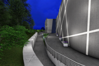 Ulička v zadnej časti pri Agátke za nočného osvetlenia