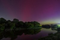 Polárna žiara v obci Vysoká pri Morave