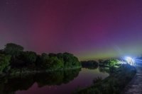 Polárna žiara v obci Vysoká pri Morave