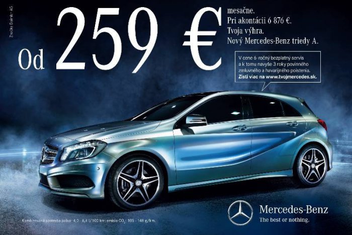 Ilustračný obrázok k článku NOVINKA: Mercedes-Benz Triedy A už od 259 eur mesačne!