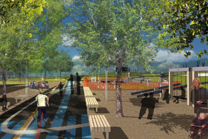 Ilustračný obrázok k článku Projekt revitalizácie parku na Račianskom námestí momentálne čaká na posúdenie EIA. Pripravené sú tri funkčné zóny
