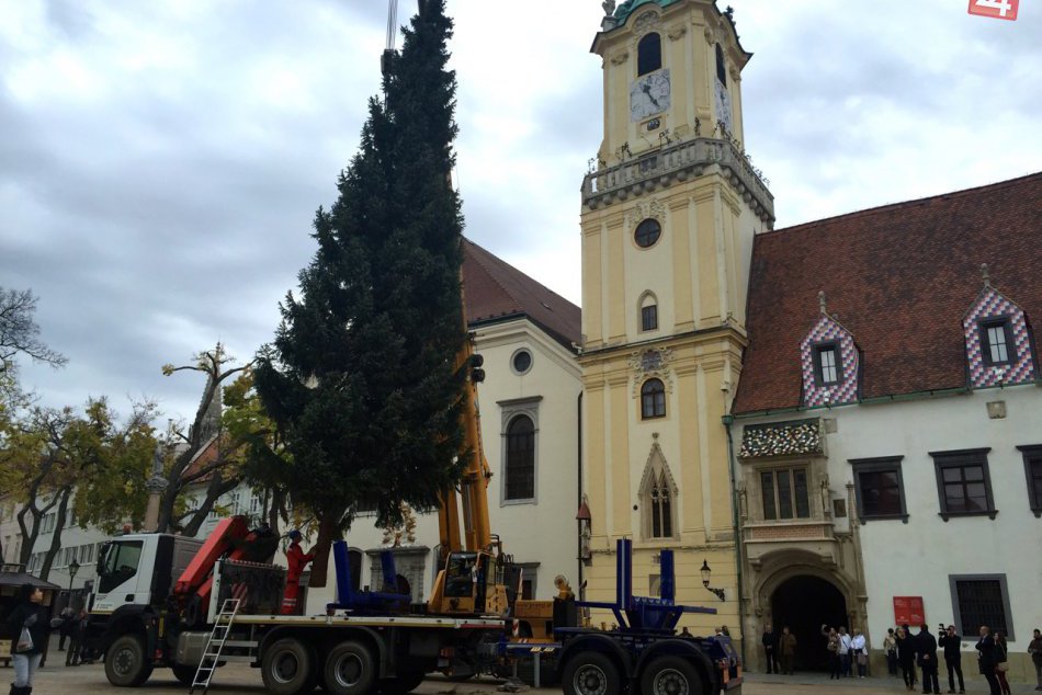 Ilustračný obrázok k článku Vianočný stromček už stojí na Hlavnom námestí. Po prvýkrát sa rozžiari na otvorení vianočných trhov FOTO+VIDEO