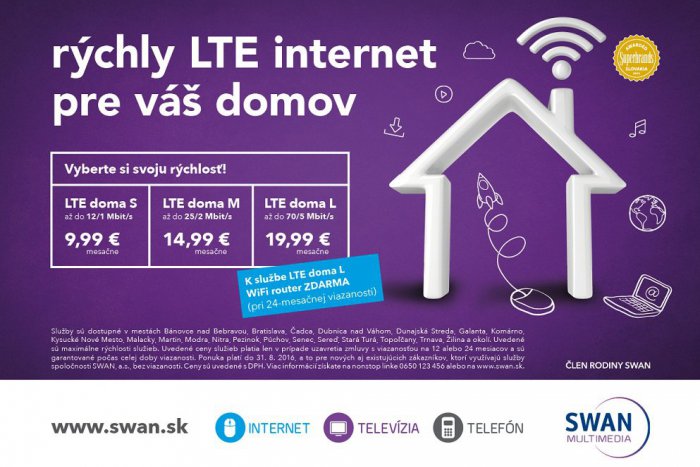 Ilustračný obrázok k článku SWAN pridáva rýchlosť: Pri najlacnejšom LTE doma ju zdvojnásobil a oddnes prichádza s novým produktom