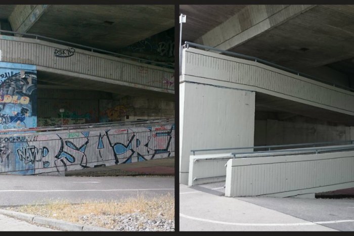 Ilustračný obrázok k článku OBRAZOM: Z bratislavského Mosta Lafranconi konečne zmizli škaredé grafity
