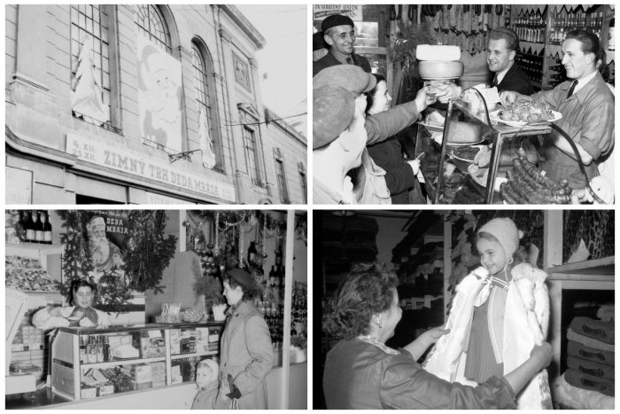 Ilustračný obrázok k článku FOTO: Predvianočné nákupy na Zimnom trhu deda Mráza v 50. rokoch