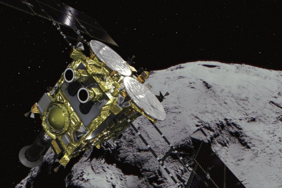 Ilustračný obrázok k článku Japonská sonda opustila planétku Ryugu: Vydala sa na cestu naspäť na Zem