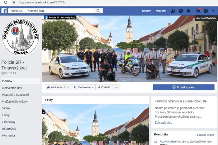 Ilustračný obrázok k článku Novinka! Na Facebooku pribudla stránka polície Trnavského kraja, VIDEO