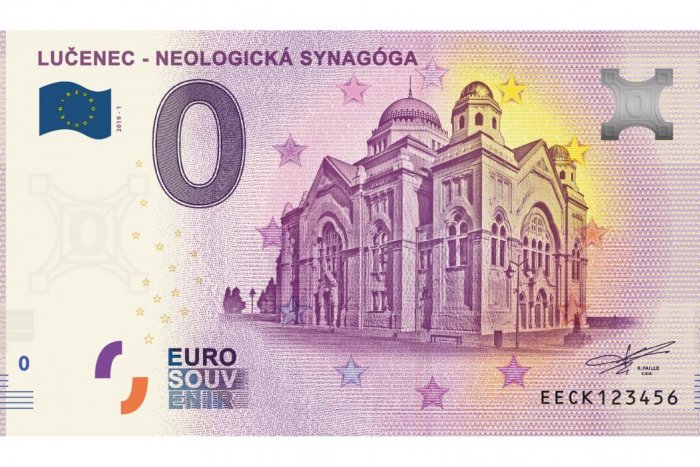 Ilustračný obrázok k článku Lučenec bude mať vlastnú nulovú eurobankovku s motívom neologickej synagógy