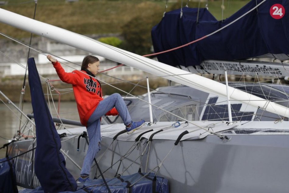 Ilustračný obrázok k článku Aktivistka Thunbergová sa na jachte s nulovými emisiami doplavila do New Yorku