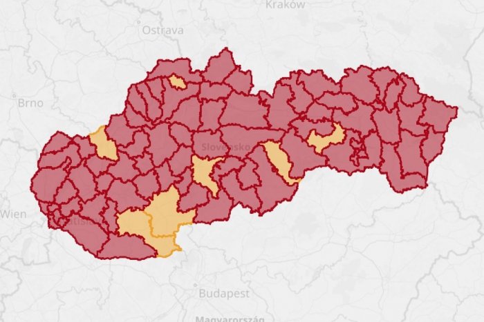 Ilustračný obrázok k článku Celé Slovensko je červené! Zelený nie je ani jeden región