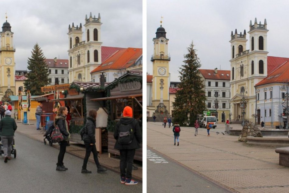 Ilustračný obrázok k článku Smutné porovnanie z centra Bystrice: Miesto vianočných trhov máme prázdne terasy, FOTO