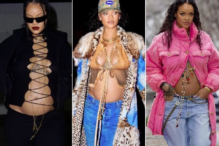 Ilustračný obrázok k článku Outfity, z ktorých mrazí: Budúca mamička Rihanna predvádza v ZIME holé bruško, FOTO