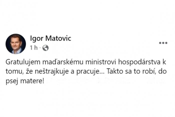 Úvodná časť (už odstráneného) statusu Igora Matoviča