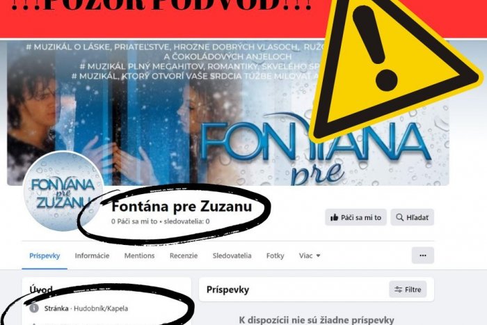 Ilustračný obrázok k článku Producenti upozorňujú na PODVODY v súvislosti s muzikálom Fontána pre Zuzanu