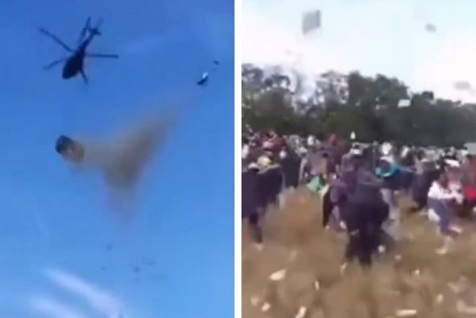 Ilustračný obrázok k článku Na zemi vypuklo hotové ŠIALENSTVO: Vrtuľník ľuďom zhodil MILIÓN dolárov, VIDEO