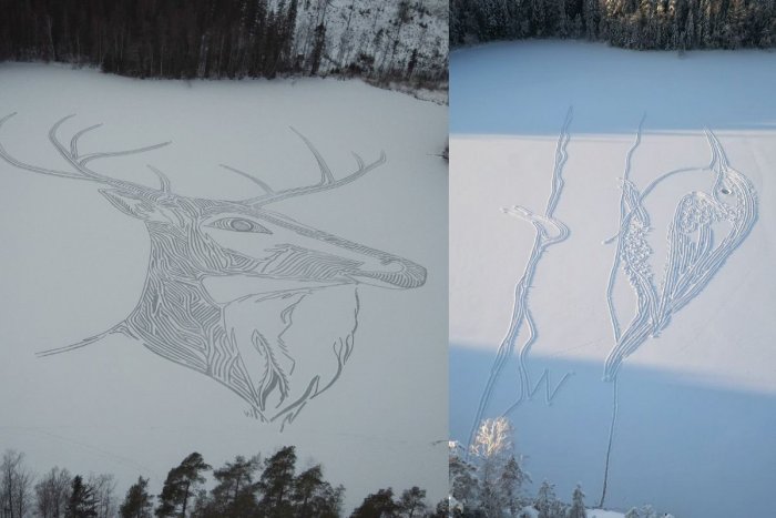 Ilustračný obrázok k článku Umelec každý rok zoberie do rúk lopatu: V snehu vytvára NÁDHERNÉ obrazy, FOTO