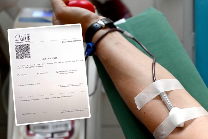 Ilustračný obrázok k článku Chodíte darovať krv? Požiadať môžete o NOVÉ potvrdenie, ktoré vám pomôže nielen v práci