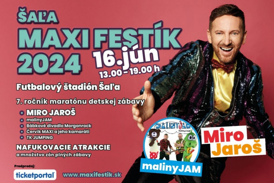 Ilustračný obrázok k článku Miro Jaroš roztancuje Šaľu i okolie: Pripravte sa na detský festival Šaľa Maxi Festík 2024 plný zábavy!