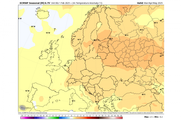 Prognóza teplôt na jar 2025