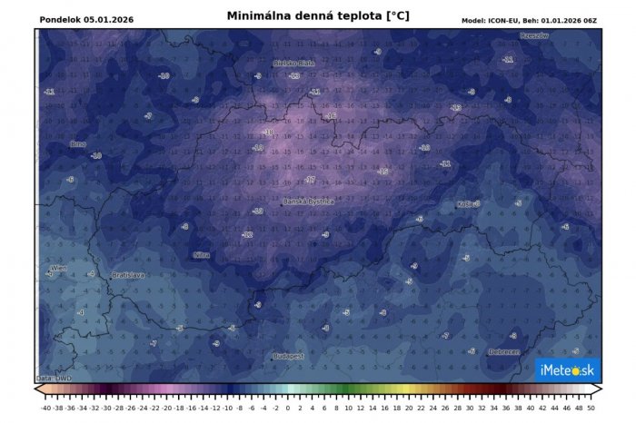 Nočné teploty by mali klesať až k -20 °C