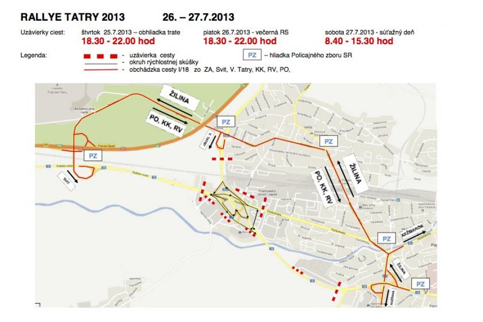 Rallye Tatry obmedzí premávku. Uzavreté budú niektoré cesty a ulice