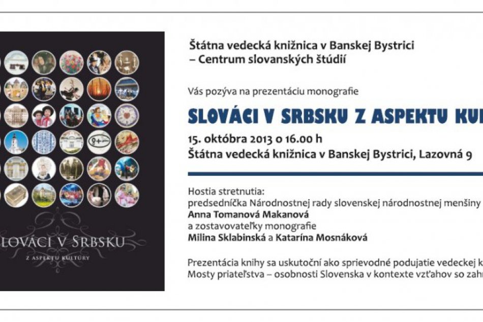O Slovákoch v Srbsku v Štátnej vedeckej knižnici