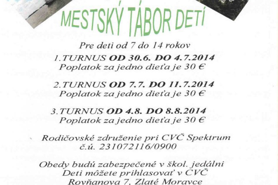 Mestský  denný  tabor detí Zlaté Moravce