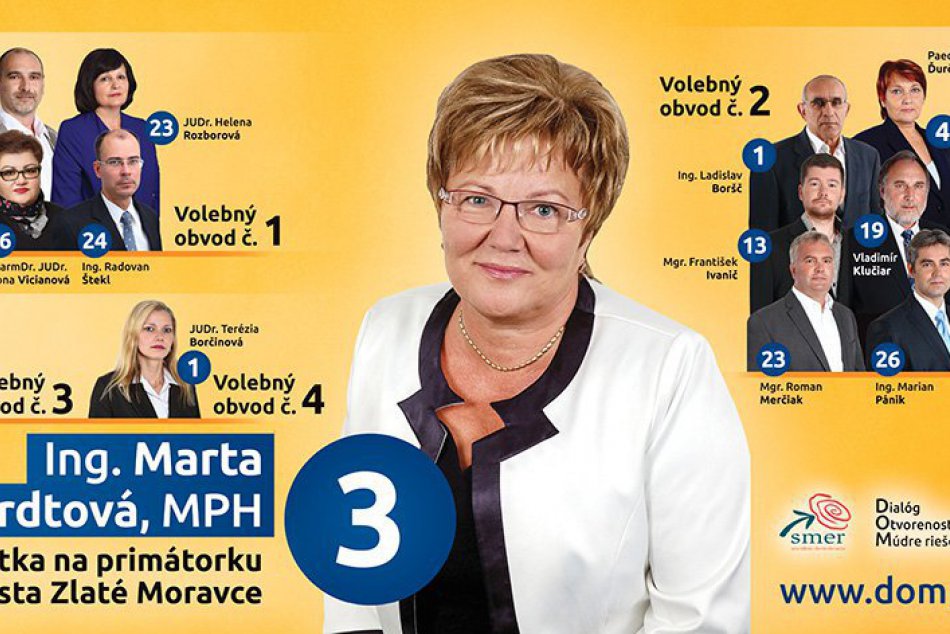 Kandidátka Marta Eckhadtová môže počítať v Zlatých Moravciach s podporou poslanc