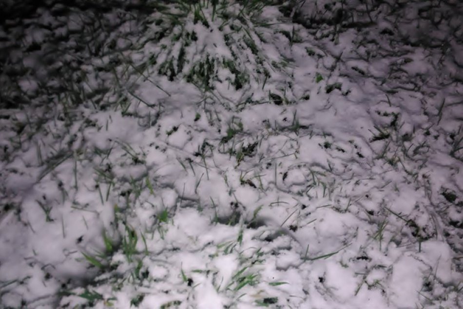 Nočné sneženie neďaleko Rožňavy