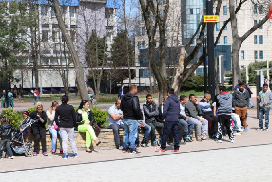 Rómovia na proteste v Michalovciach