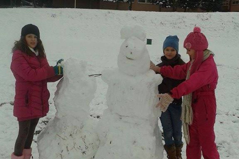 Obrazom: Deti z juhu si krátili čas v družine stavaním snehuliakov