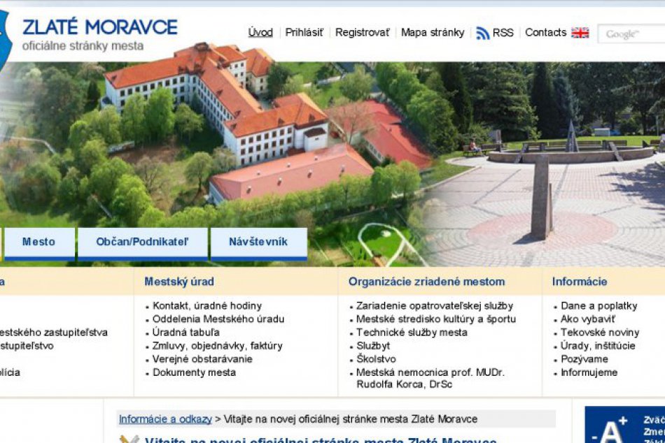 Oficiálny web mesta Zlaté Moravce a jeho nový dizajn