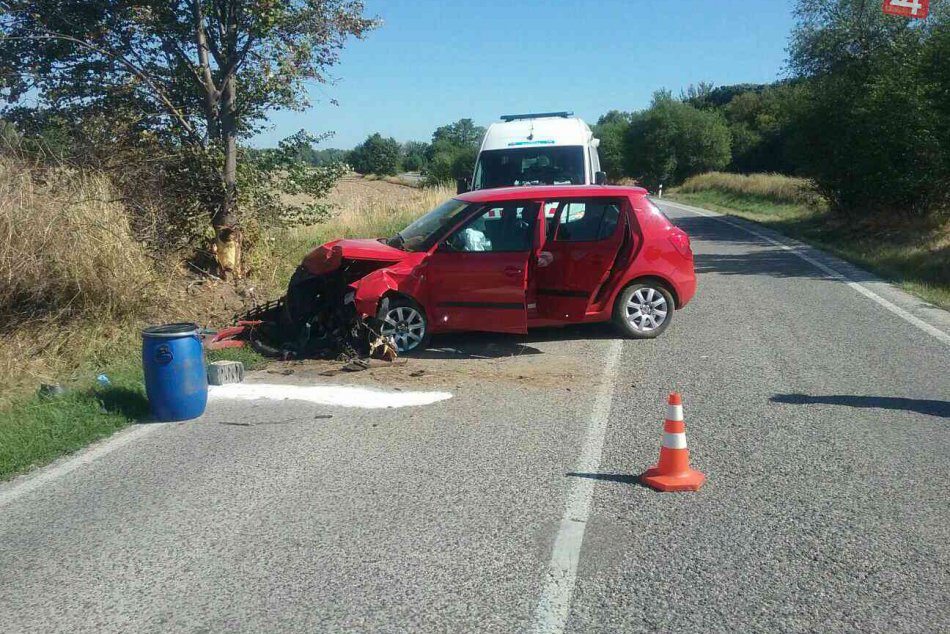 FOTO z miesta nehody: Auto narazilo do stromu, jedna osoba zranená