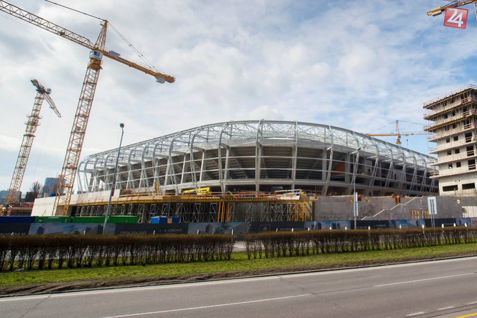 Výstavba Národného futbalového štadióna na Tehelnom poli (marec 2018)