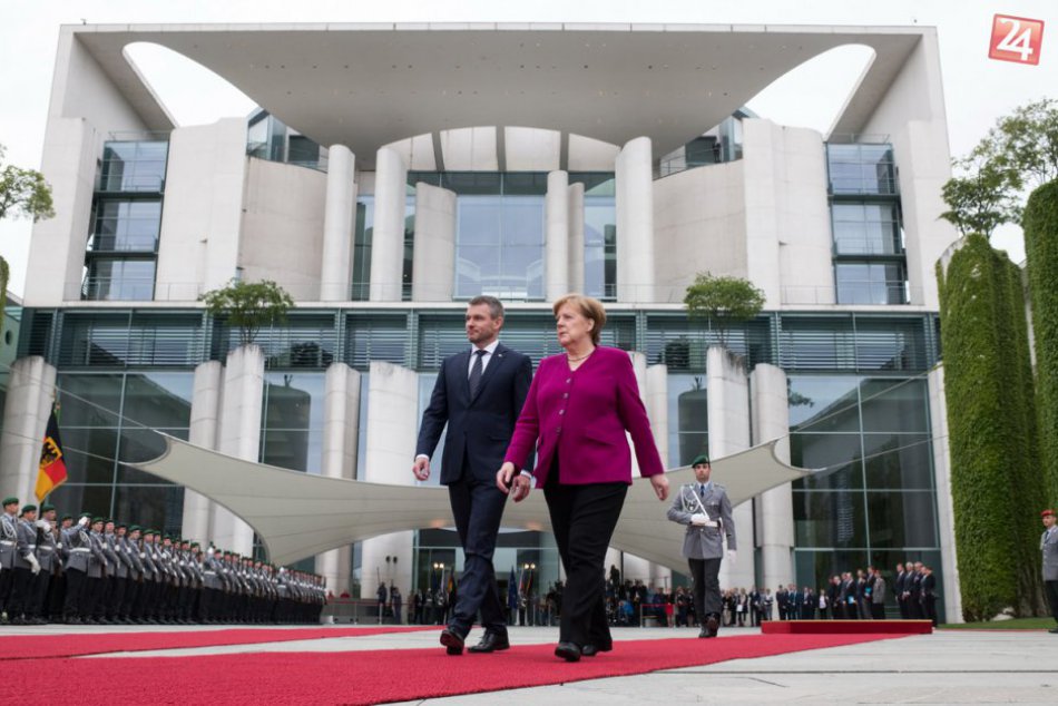 Nemecká kancelárka Angela Merkelová a slovenský premiér Peter Pellegrini