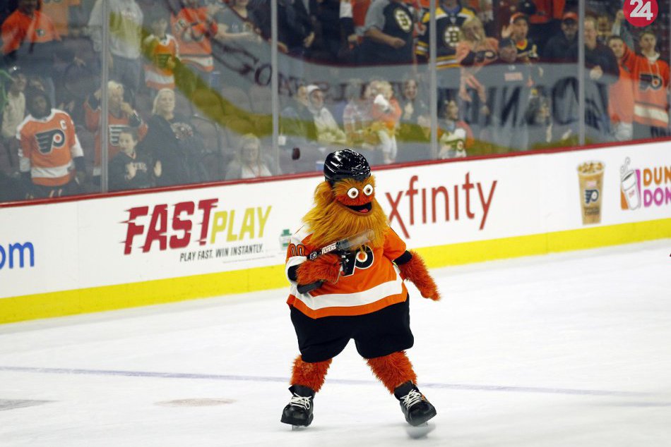 Nový maskot hokejového tímu NHL Philadelphia Flyers zabáva fanúšikov, FOTO