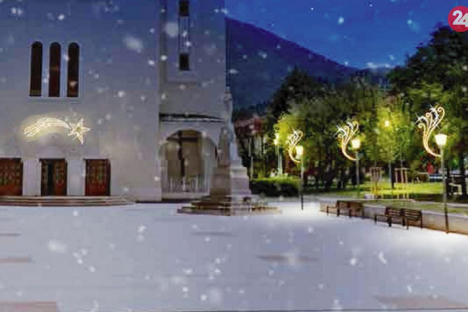 VIZUALIZÁCIE novej vianočnej výzdoby pred kostolom v Považskej Bystrici