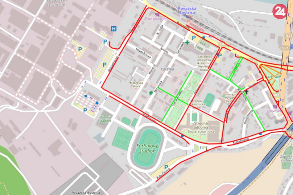 Mapa zimnej údržby chodníkov v meste Považská Bystrica: Ako je to pri vás?