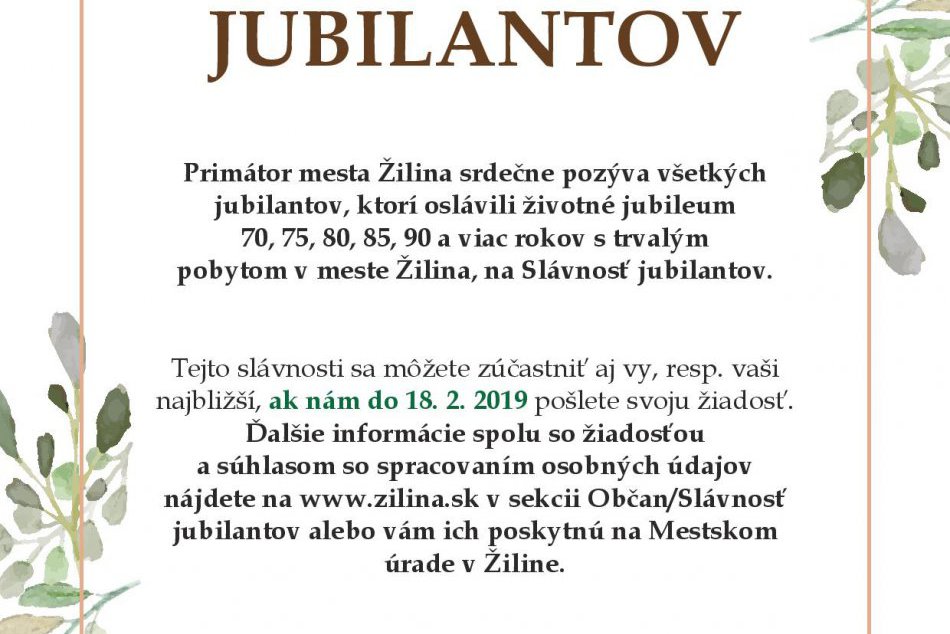 Termíny prihlasovania na Uvítanie detí do života a Slávnosť jubilantov sa blížia